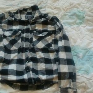 Black, Grey And White Plaid Button Up Shirt